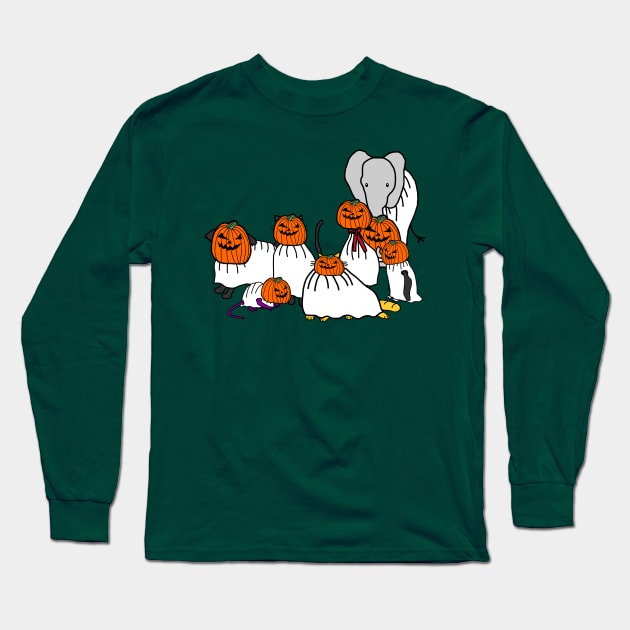 Funny Cute Animals a Halloween Horror Long Sleeve T-Shirt by ellenhenryart